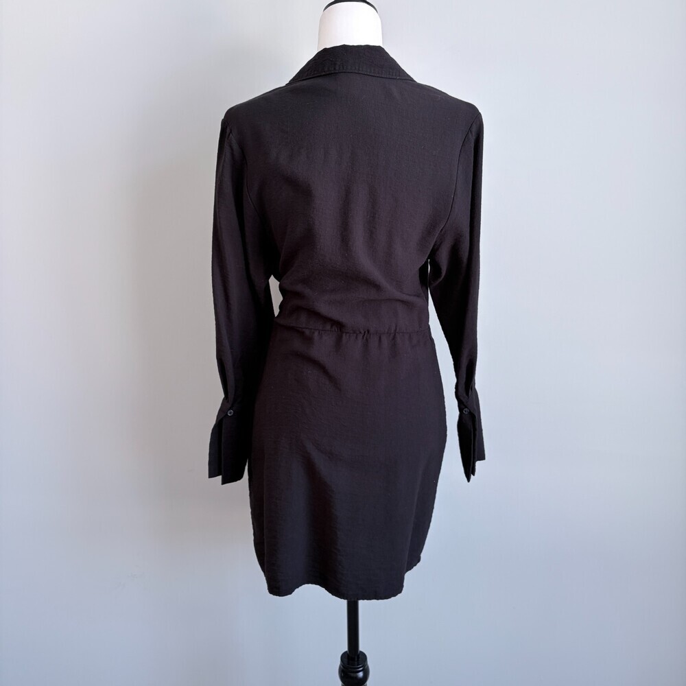 H&M Wrap Dress Mini Deep V Black Cocktail Party Date Night Size Small - Picture 10 of 13